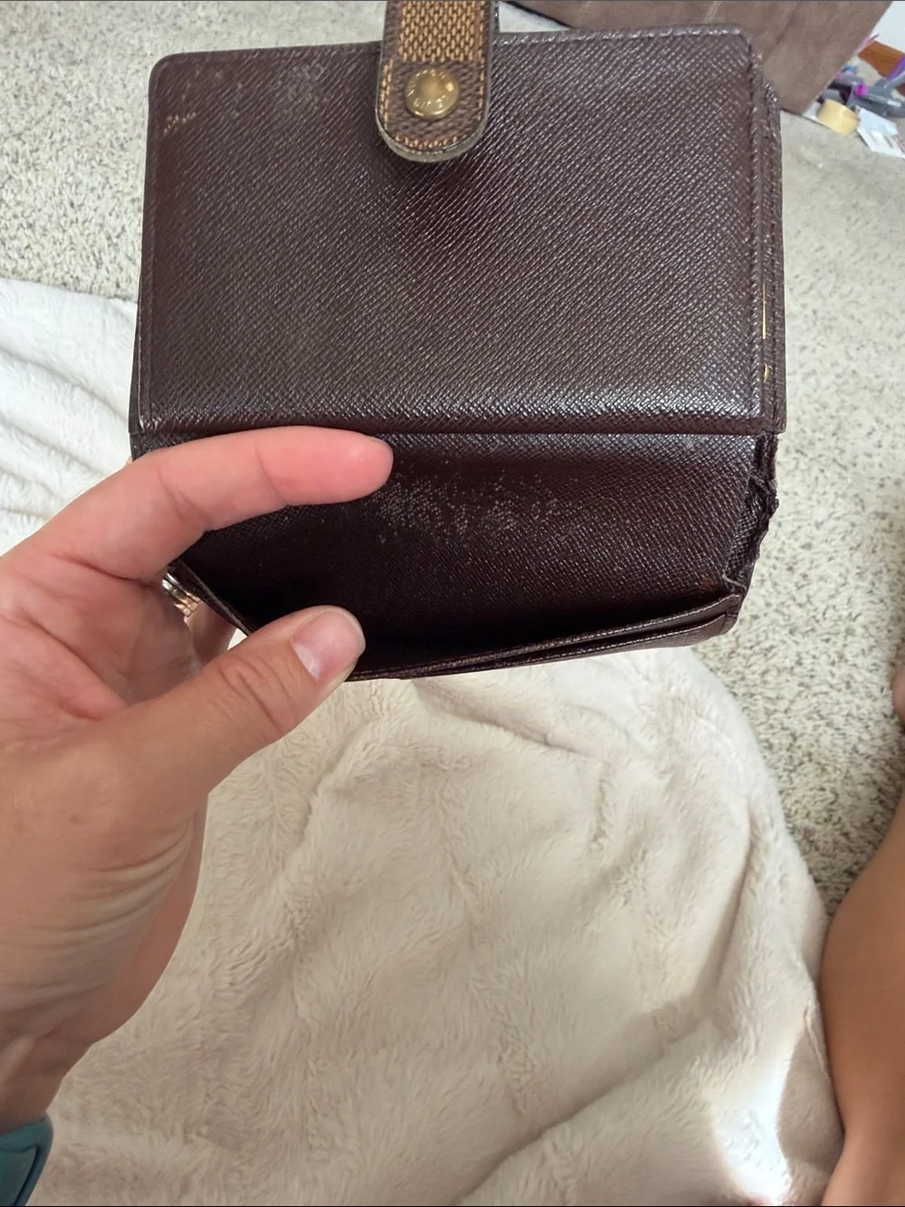 Brown Checkered Men's Cardholder Wallet